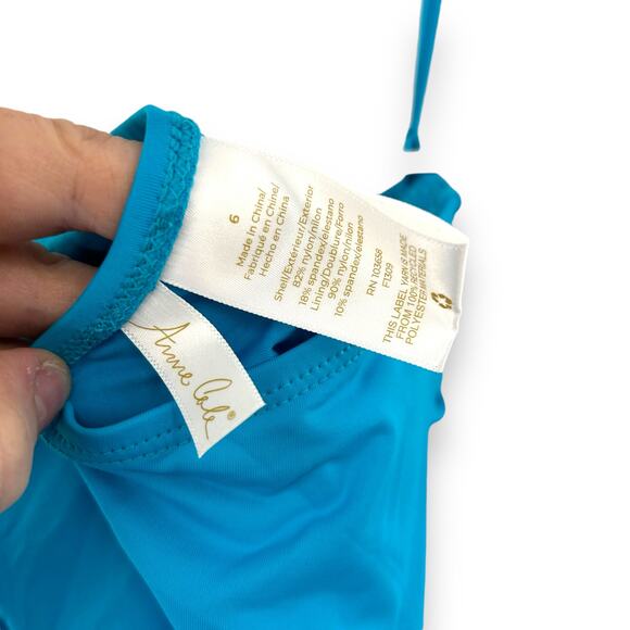 NEW Anne Cole Twist Front Halter One Piece Swimsuit Size 6 Cerulean Blue Bandeau - Picture 9 of 12